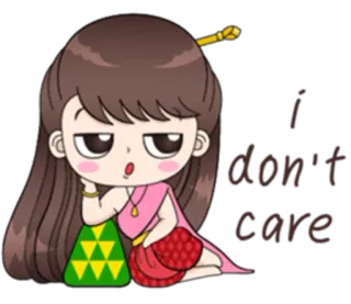 💁 I don't care Desenho animado, Indiferença, Atitude, Mulher, Expressão telegram sticker