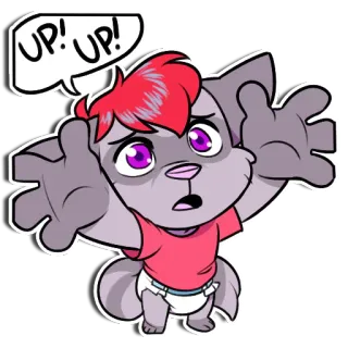 👐 UP! UP! Furry, Cartoon, Omhoog, Schattig, Dier whatsapp sticker