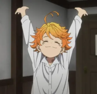 🍊 Emma The Promised Neverland Animé, Personnage, Sourire, Matin, Mignon, Animation telegram sticker