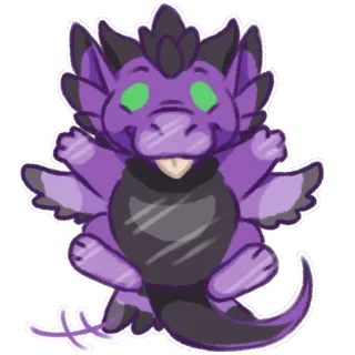 😃 dragon, violet, dessin animé, mignon, monstre, animal whatsapp sticker