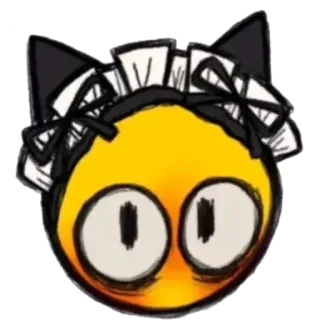 😳 emoji, cat ears, maid costume, shocked, cute, anime, manga telegram sticker