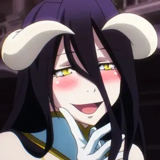 😍 Albedo Overlord 애니메이션, 악마, 뿔, 알베도, 오버로드, 와이푸, 판타지 telegram sticker