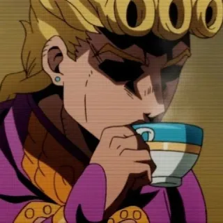 ☕ Giorno Giovanna JoJo's Bizarre Adventure 애니메이션, 캐릭터, 음료, 차, 죠르노 죠바나, 죠죠의 기묘한 모험 telegram sticker