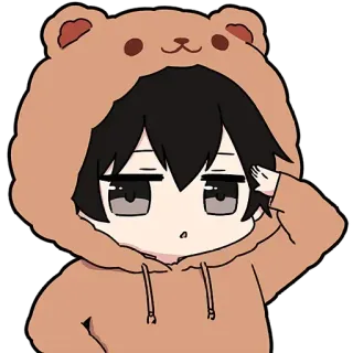 🫡 anime, bear, hoodie, cute, cartoon, chibi telegram sticker