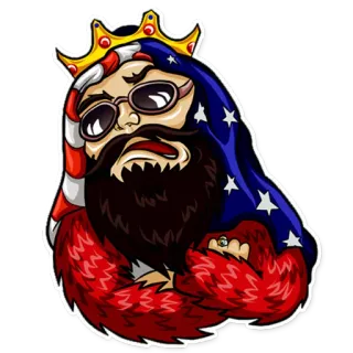 🙄 roi, américain, étoiles, rayures, couronne, lunettes, barbe telegram sticker