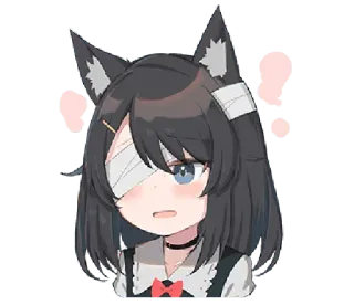 😳 Anime, Schattig, Bandage, Kat, Meisje, Chibi telegram sticker