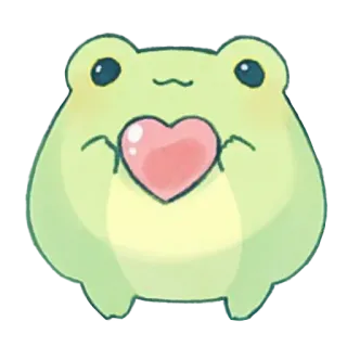 ❤️ kikker, schattig, hart, cartoon, dier, kawaii telegram sticker