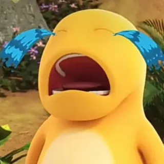 🦕 llorando, triste, lágrimas, amarillo, personaje telegram sticker