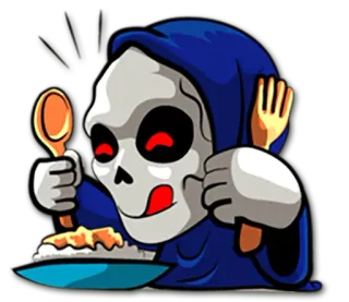 🍴 Parca, Muerte, Esqueleto, Comida, Comiendo telegram sticker