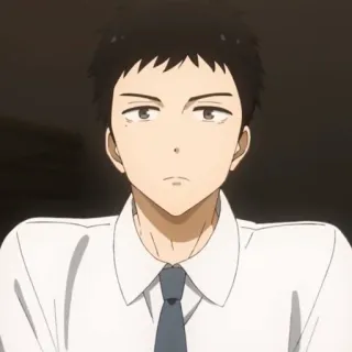😑 Anime, Mann, Porträt, Ernst, Krawatte, Cartoon telegram sticker