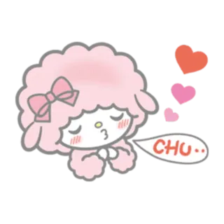 😗 CHU.. милый, каваий, сердце, овца, поцелуй, розовый whatsapp sticker