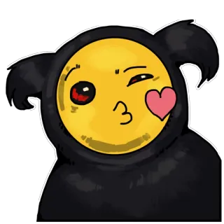 😘 Emoji, Coração, Piscadela, Fofo, Beijo, Amarelo, Preto telegram sticker