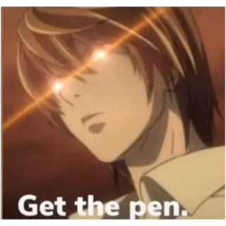 😈 Light Yagami Death Note Get the pen. death note, anime, light yagami, bolígrafo, manga, personaje, ojos telegram sticker