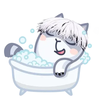 🛁 kucing, mandi, imut, santai, mandi busa, kartun, binatang telegram sticker