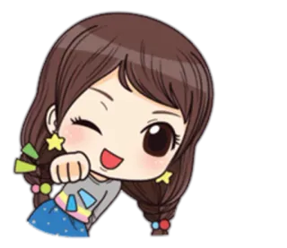 👊 Desenho animado, Menina, Kawaii, Fofo, Emoticon, Adesivo telegram sticker