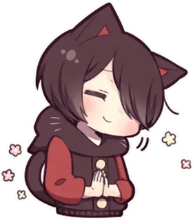 🙏 Anime, Katze, Kawaii, Süß, Chibi, Figur, Aufkleber whatsapp sticker
