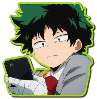 😐 Izuku Midoriya My Hero Academia アニメ, 僕のヒーローアカデミア, 緑谷出久, デク, 漫画, キャラクター telegram sticker