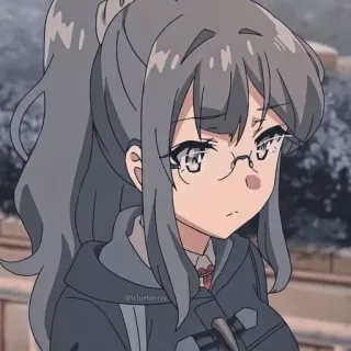 🌚 Anime Mädchen, Brille, Cartoon, Süß, Graue Haare, Porträt telegram sticker