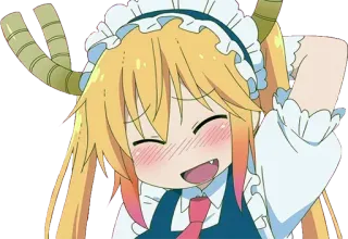 🤗 Tohru Miss Kobayashi's Dragon Maid Anime, Naga, Maid, Tohru, Lucu, Senang, Senyum telegram sticker