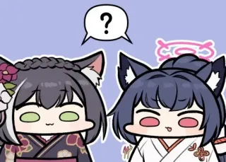 ❓ ? Anime, Gadis kucing, Tanda tanya, lucu, Kartun telegram sticker