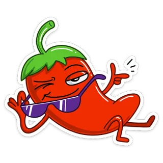 😎 Papryczka chili, Jedzenie, Kreskówka, Okulary przeciwsłoneczne, Fajny, Relaks, Odpoczynek, Śmieszne telegram sticker