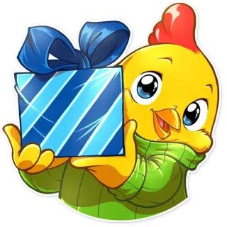🎁 ไก่, ของขวัญ, น่ารัก, การ์ตูน, สัตว์, ฉลอง telegram sticker