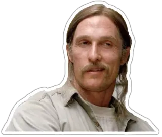 😏 Rust Cohle True Detective Раст Коул, Мэттью МакКонахи, Настоящий детектив, детектив, сериал telegram sticker