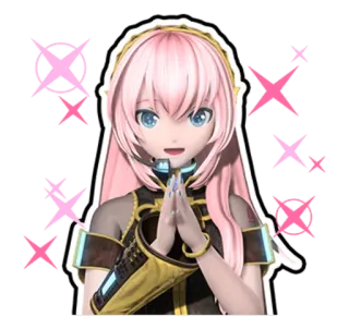 🤩 Luka Megurine Anime, Vocaloid, Niedlich, Kawaii, Pinke Haare, Weiblich, Funkeln, Megurine Luka telegram sticker