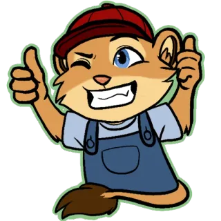 👍 dessin animé, animal, pouce levé, mignon, personnage, illustration telegram sticker