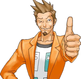 👍 アニメ, いいね, ウインク, ポジティブ, オレンジ色のジャケット telegram sticker