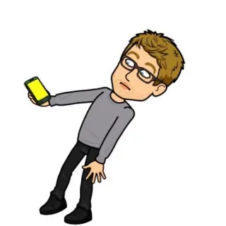 😳 bitmoji, selfie, mann, brille, cartoon telegram sticker