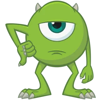 👎 Mike Wazowski Monsters, Inc. Mike Wazowski, Die Monster AG, Disney, Pixar, Daumen runter, Ablehnung, Einäugiges Monster telegram sticker