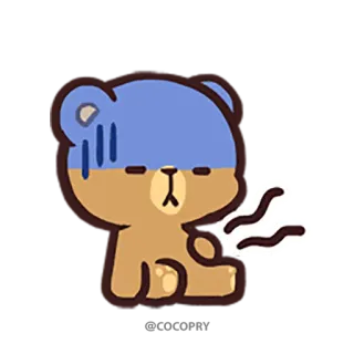 😓 ours, triste, malade, épuisé, dessin animé, autocollant whatsapp sticker