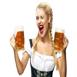 🍻 пиво, женщина, октоберфест, блондинка, традиционный telegram sticker