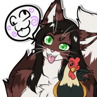 😜 catgirl, anime, chicken, sticker, funny, cartoon, animal telegram sticker