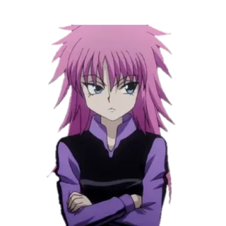 😒 Kalluto Zoldyck Hunter x Hunter anime, character, kalluto, zoldyck, hunter x hunter, pink hair telegram sticker