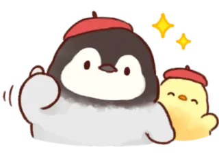 👍 пингвин, цыпленок, милый, каваий, птица, животные telegram sticker