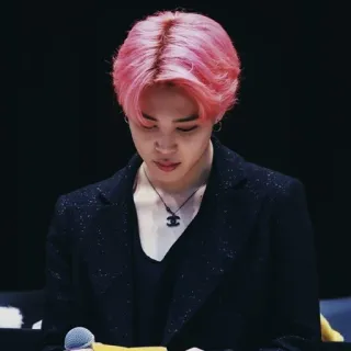 📎 Jimin K-pop, cantante, BTS, Jimin, pelo rosa, celebridad whatsapp sticker
