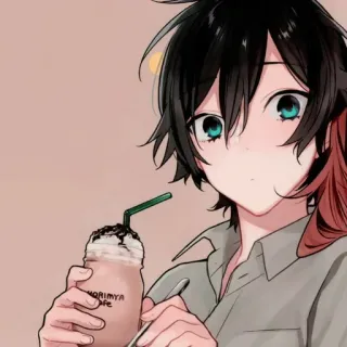 😊 MORIMIYA CAFE Anime, Café, Bebida, Personagem, Morimiya telegram sticker