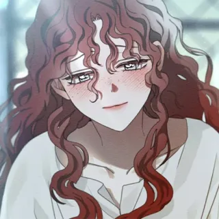 ♥️ donna, rossa, capelli ricci, ritratto, illustrazione, anime telegram sticker