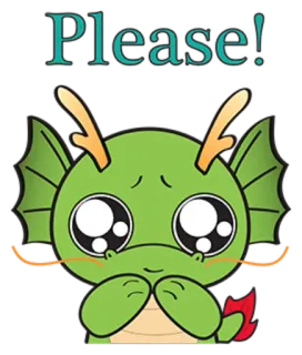 🙄 Please! naga, imut, memohon, kawaii, kartun, permintaan, meminta telegram sticker