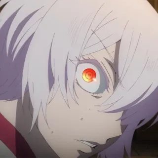 🩸 anime, character, red eye, white hair whatsapp sticker
