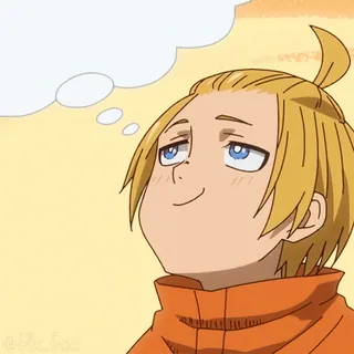 😅 anime, pensando, soñando, personaje, ilustración, expresión facial telegram sticker