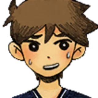 😅 Sunny Omori กังวล, เหงื่อ, วิดีโอเกม, ตัวละคร, เด็กผู้ชาย telegram sticker