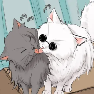 🐈 ぺろぺろ Katze, Kuss, Tier, süß, Haustier, Pflege, Anime, Manga telegram sticker