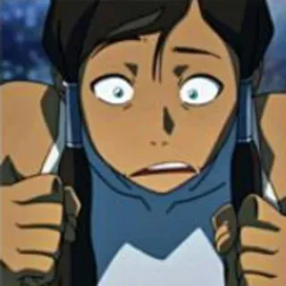 😨 Korra Avatar: The Legend of Korra Korra, Avatar, choqué(e), effrayé(e), Avatar, la légende de Korra, Nickelodeon telegram sticker