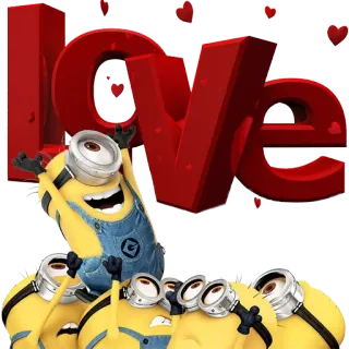 😊 Minions LOVE Liebe, Minions, süß, Cartoon, Film, Herz, Ich - Einfach unverbesserlich telegram sticker