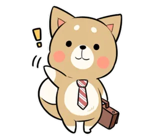 👋 собака, сиба ину, бизнес, офис, милый, мультфильм, животное telegram sticker