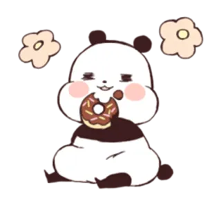 😊 Panda, Donut, Kawaii, Schattig, Bloem telegram sticker