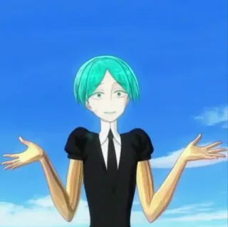 👐 anime, character, green hair, tie, suit telegram sticker